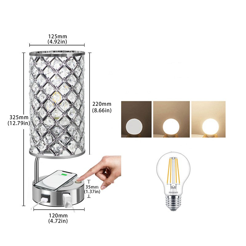 Lampe de bureau créative pour lit dans la chambre en cristal