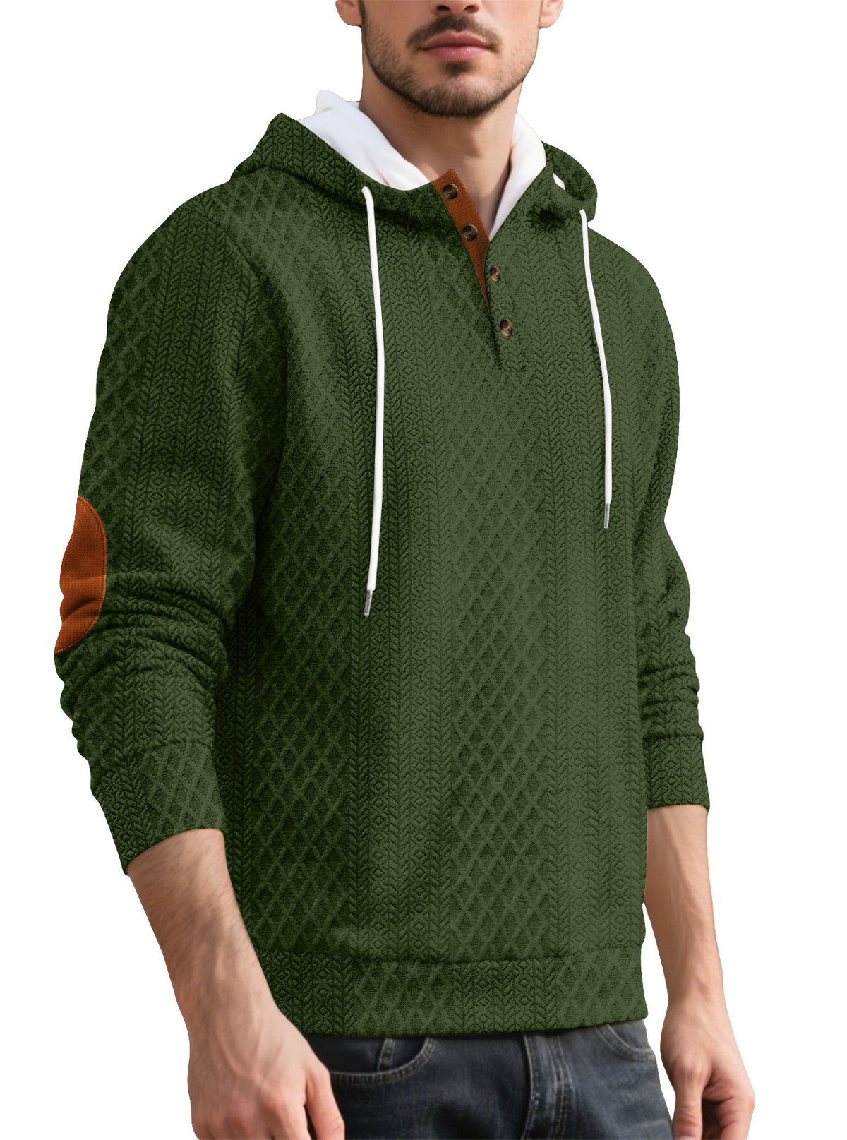 Pull casual homme européen et américain Jacquard Broderie à capuche couleur solide