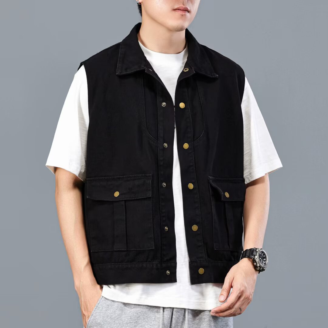 Hommes Outdoor Loose-fit American-style Vintage Vêtements de travail Vest Jacket