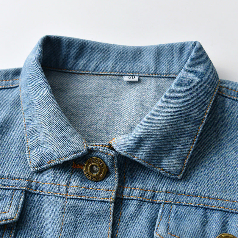L'usure de cardigan denim courte manches longues L'usure des enfants
