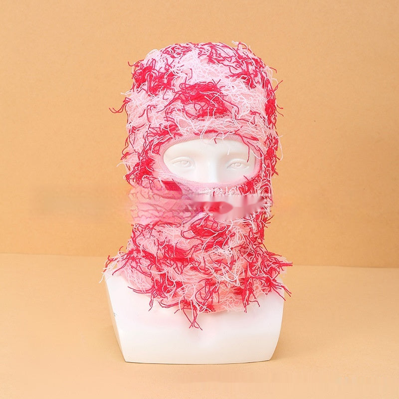 Colorful High Street Hip Hop Street Personnalité Chapeau de tricot Chapeau de masque chaud unisexe