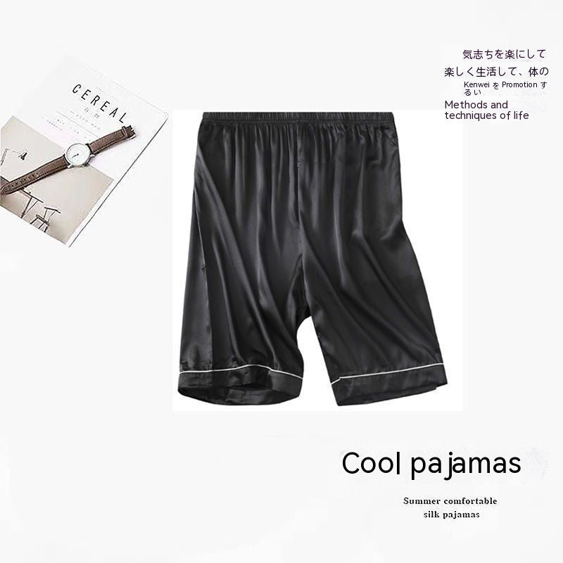 Short de pyjama de grande taille pour hommes en soie de glace