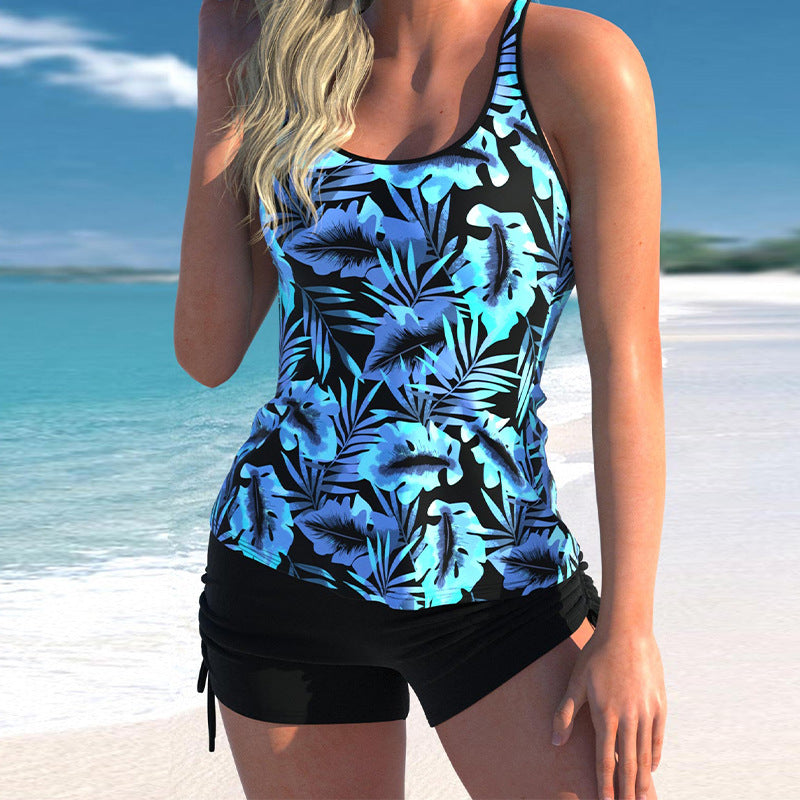 Imprimé Plus-taille Tankini Deux pièces Boxer-brief Maillot de bain