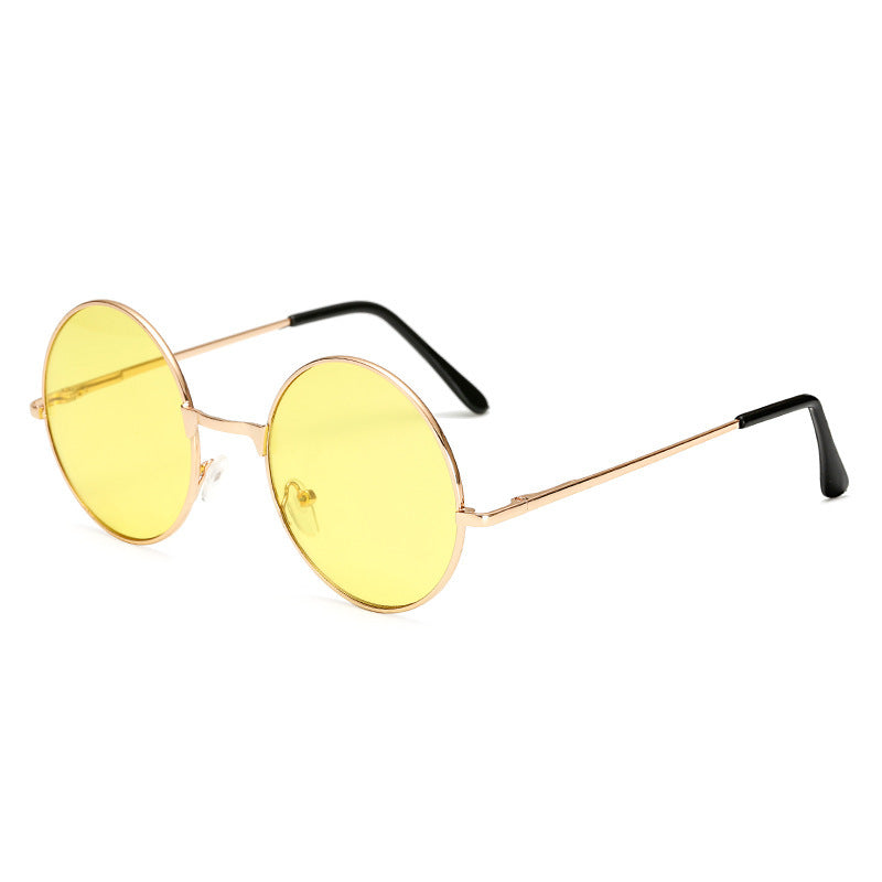 Lentilles de couleur mignon Vintage Lunettes de soleil rondes Mode
