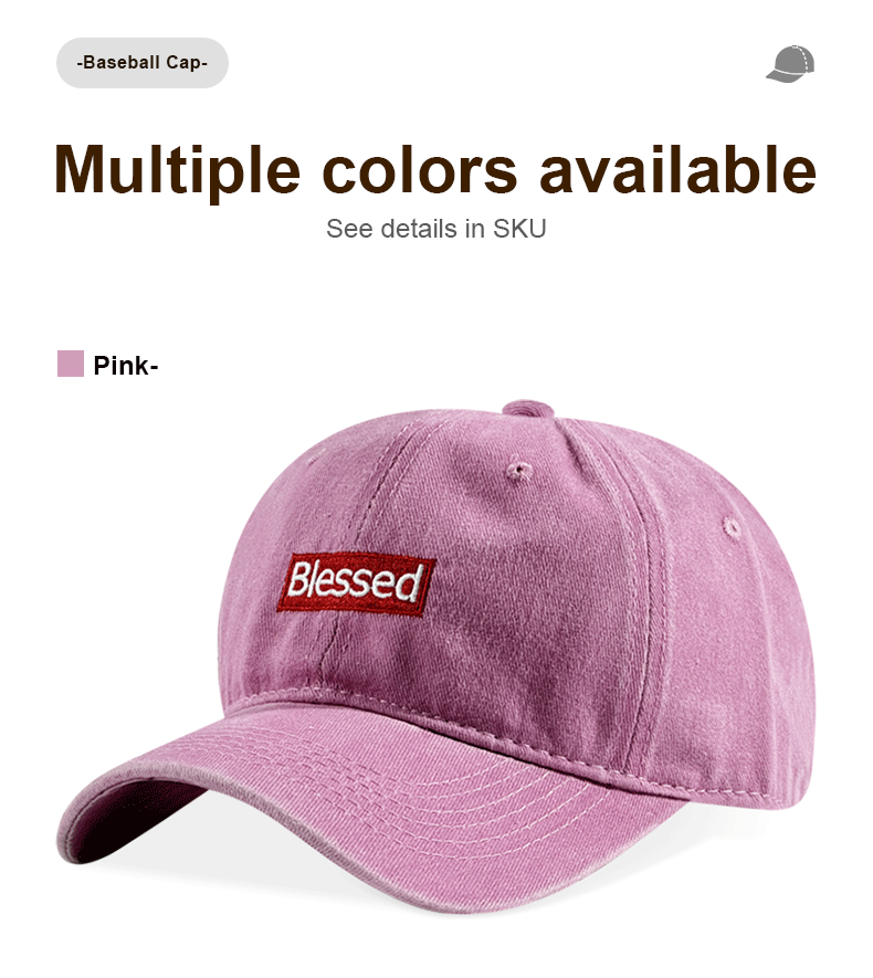 Vintage Lavé Bienheureux Brodé Casquette de Baseball Ajustable Unisexe Streetwear Chapeau de papa