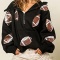 Football impression numérique Hoodie avec manches longues Et une fermeture éclair