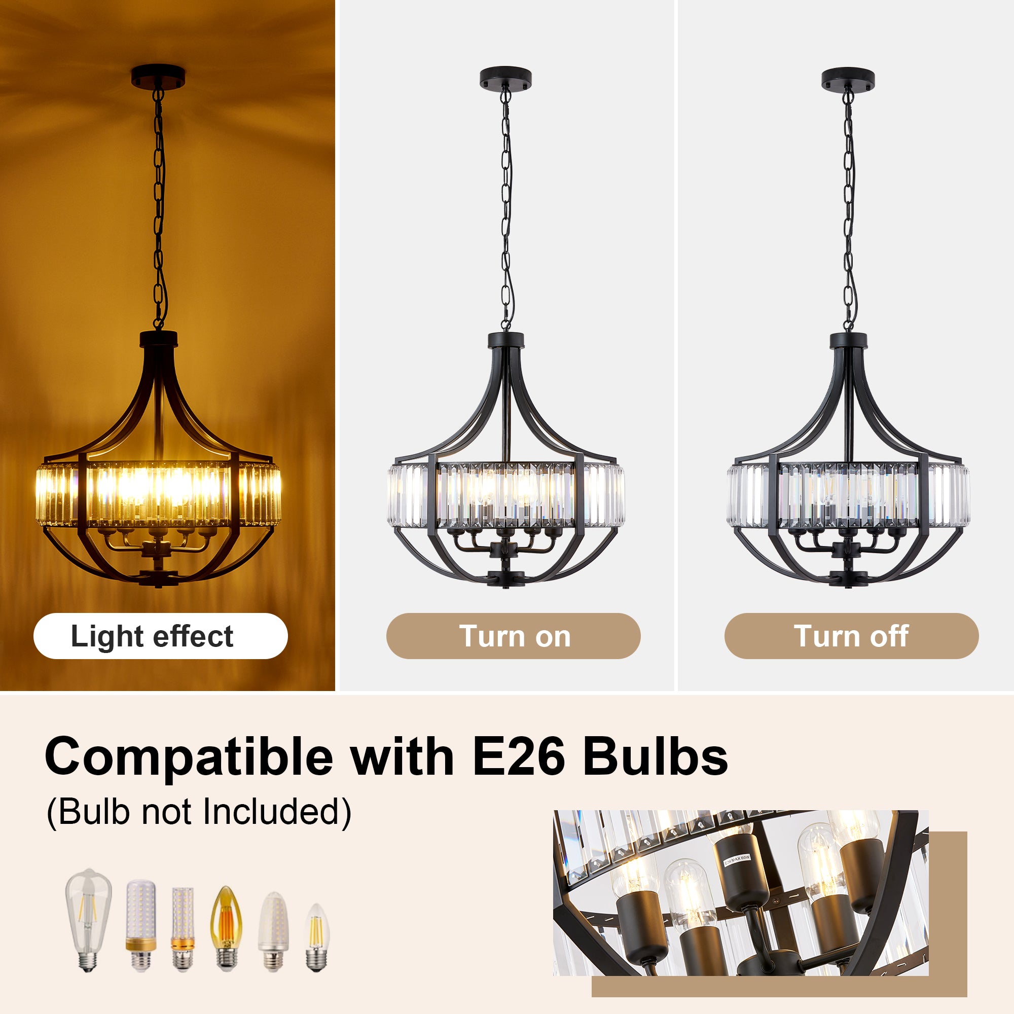 Chandeliers en cristal 20" pour salle à manger