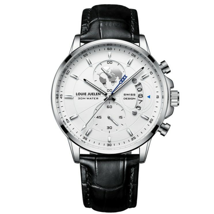 Bracelet d'acier de montre lumineuse en cuir à trois yeux d'affaires