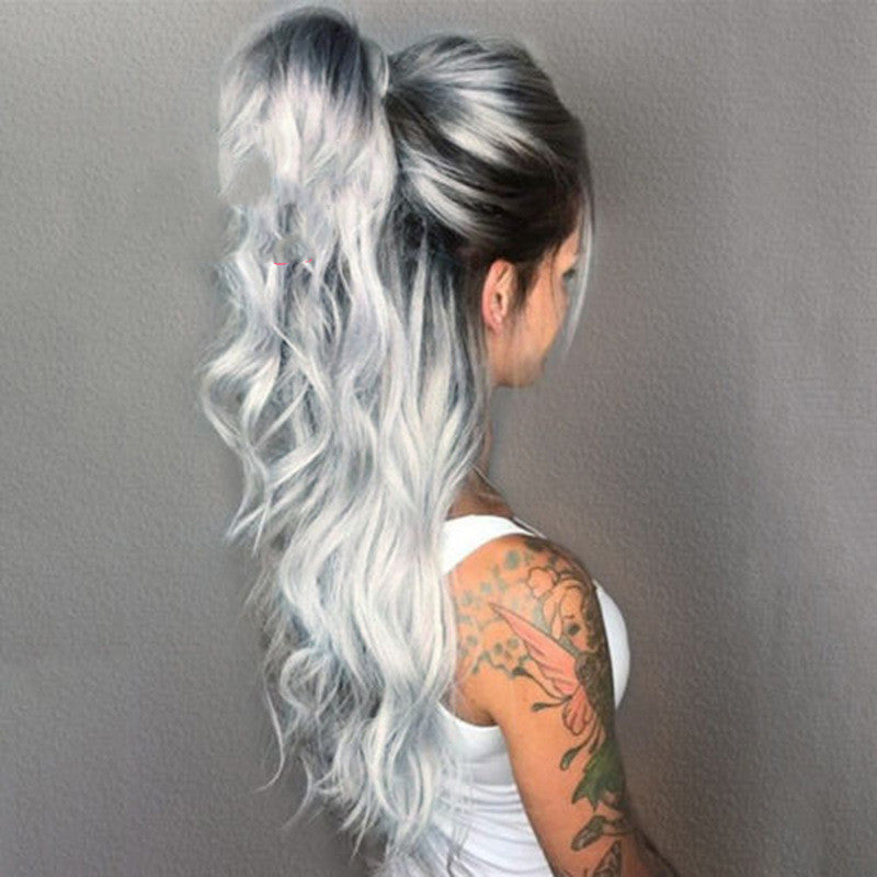 Grossesse européenne et américaine Granny Grey Gradient Volume moyen-long