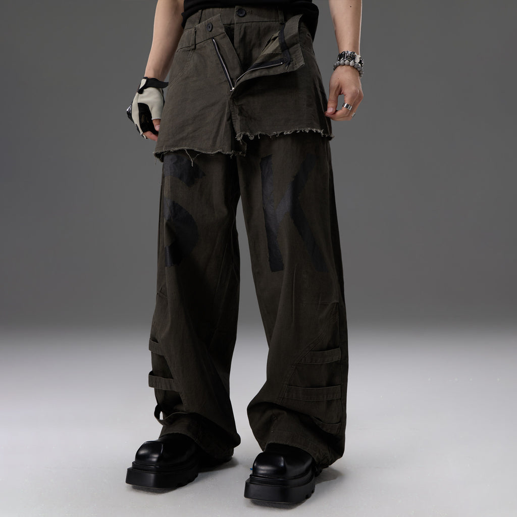 Mock-deux-pièces Design Straight-leg Vêtements de travail Pantalons