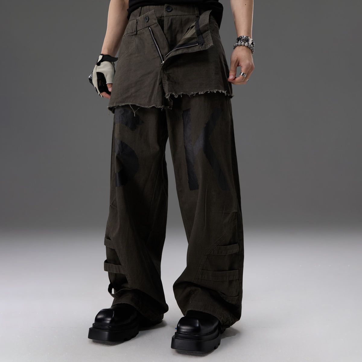 Mock-deux-pièces Design Straight-leg Vêtements de travail Pantalons