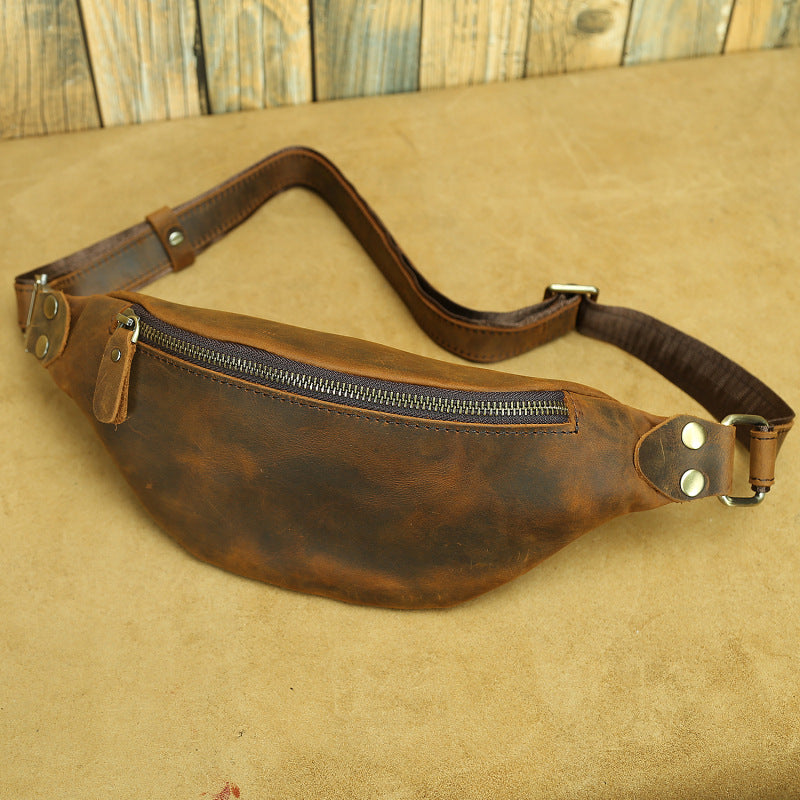 Sac homme Retro Crazy Horse Sac en cuir de poitrine Premier calque