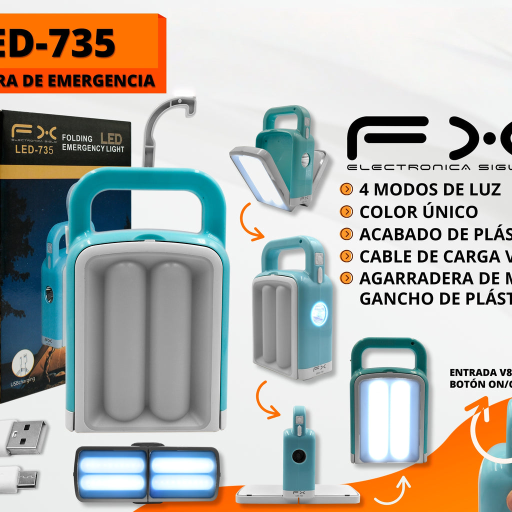 Lumière d'urgence rechargeable conduite avec quatre niveaux de lumière avec crochet câble de charge V8