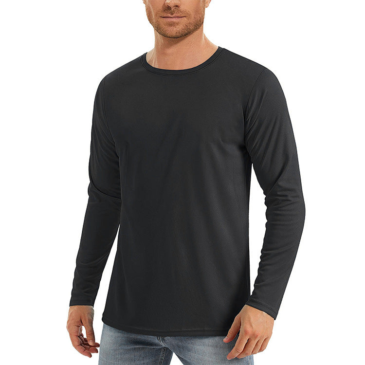 Hommes Solid Color Crew Neck Protection du soleil manches longues Shirts Uv Protection Respirant Runni