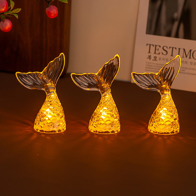 Cadeau anniversaire Sirène Tail Night Light Electronic Candle Atmosphère Light Healing Lumineux