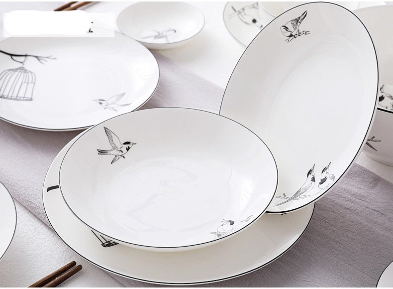 Bone China Dish Deep Plate Shallow Creative European Style