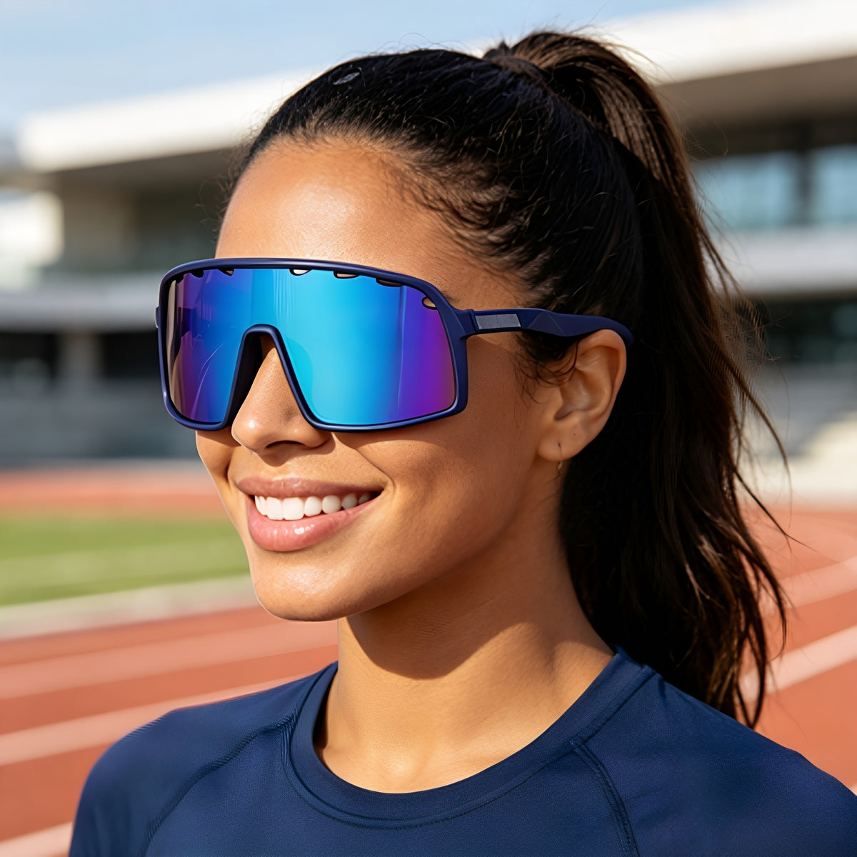 Cycling Windproof Bicycle Sunglasses Colored European And American Monopoint Women's Sunglasses