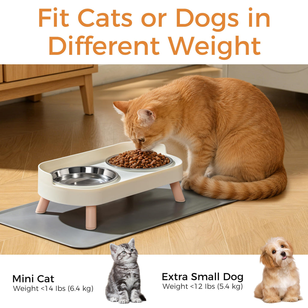 Ensemble de bols pour chats élevés - Ensemble de nourriture pour chats élevés et de bol d'eau avec support antidérapant - Aliments pour animaux de com