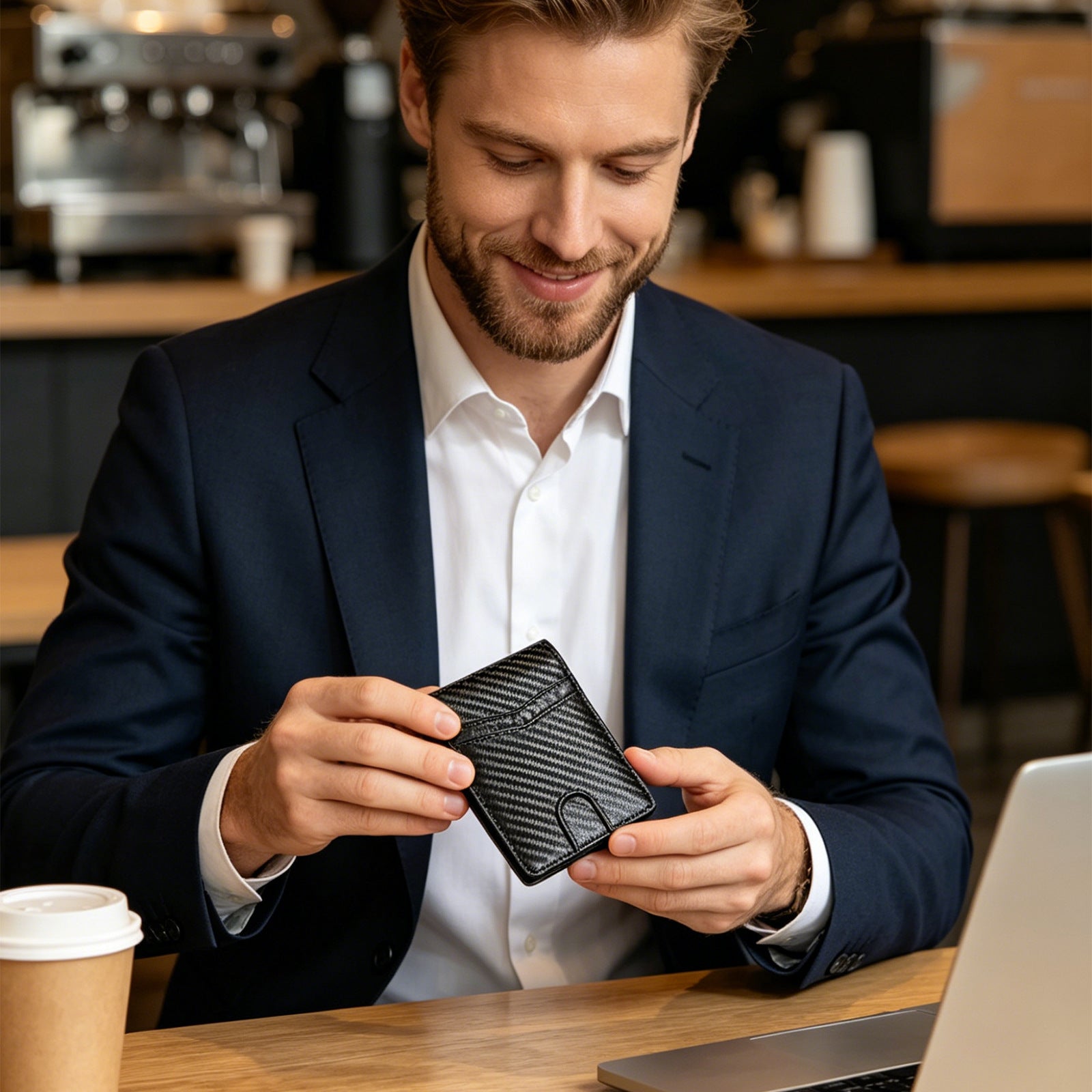 Portefeuille Homme Business-Casual Carbon-Fibre