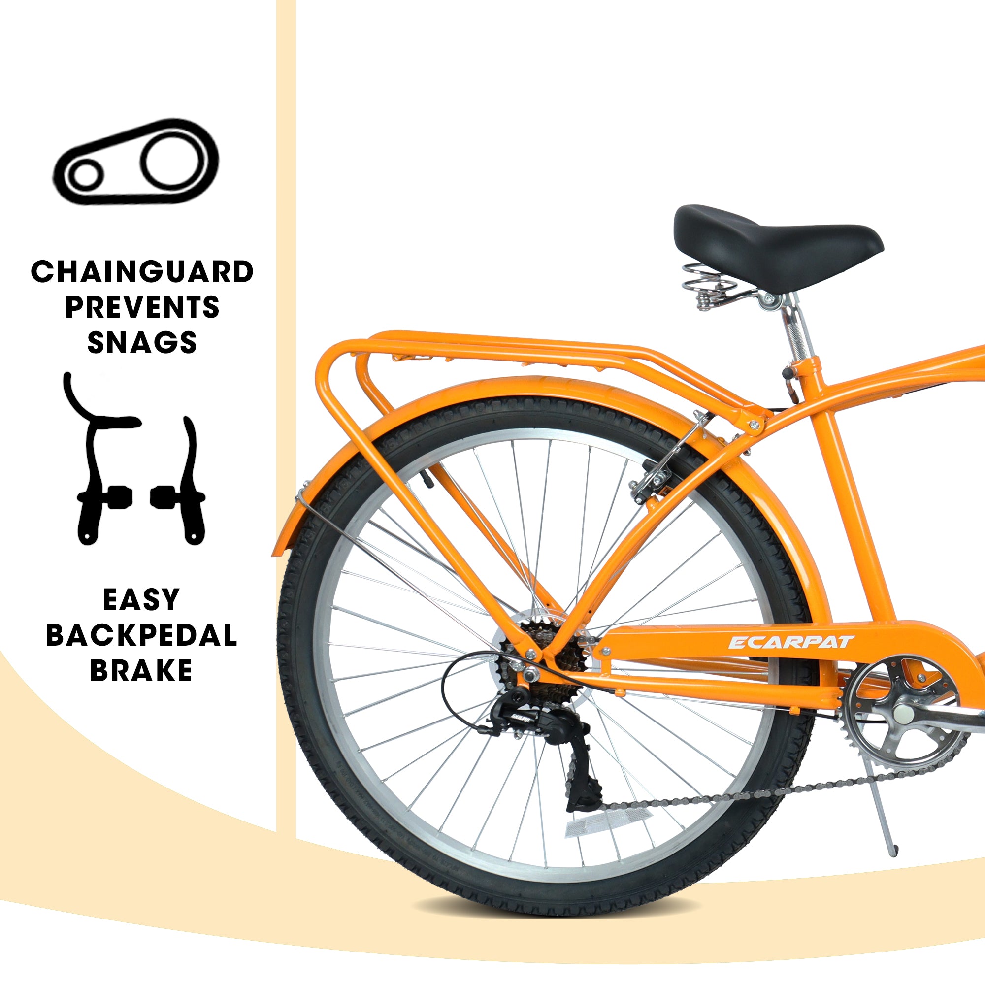 A26265B Vélo de croisière de plage de 26 pouces à 7 vitesses pour hommes et femmes
