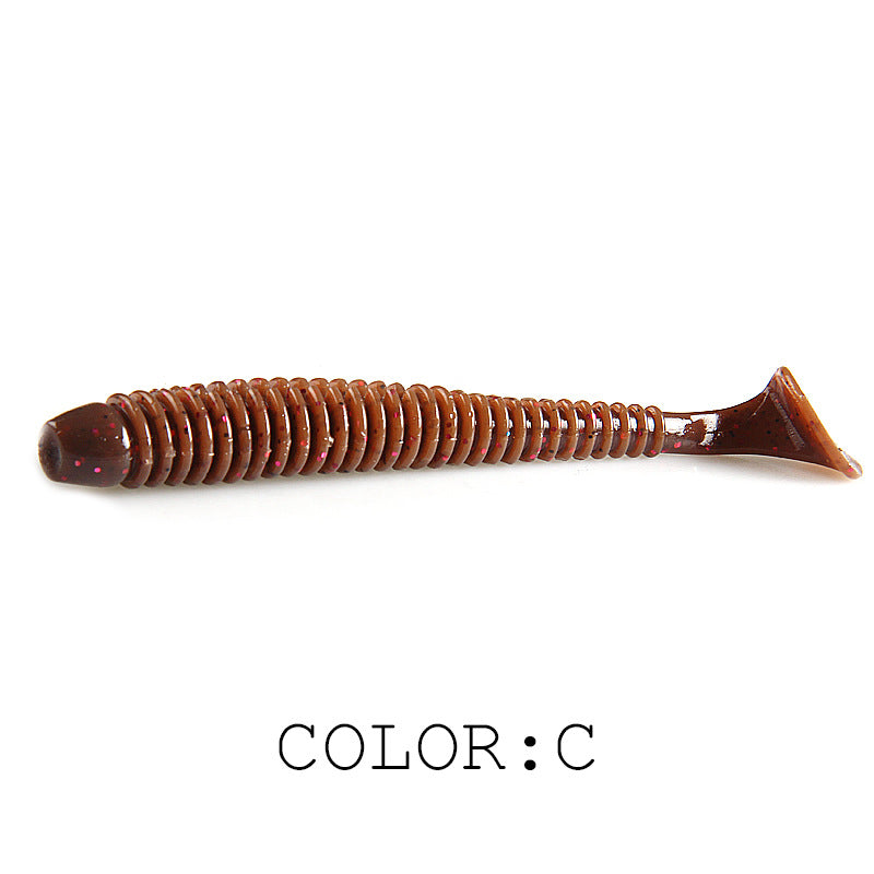 Luya Soft Fish Bait Thread T Tail Double Couleur avec sel