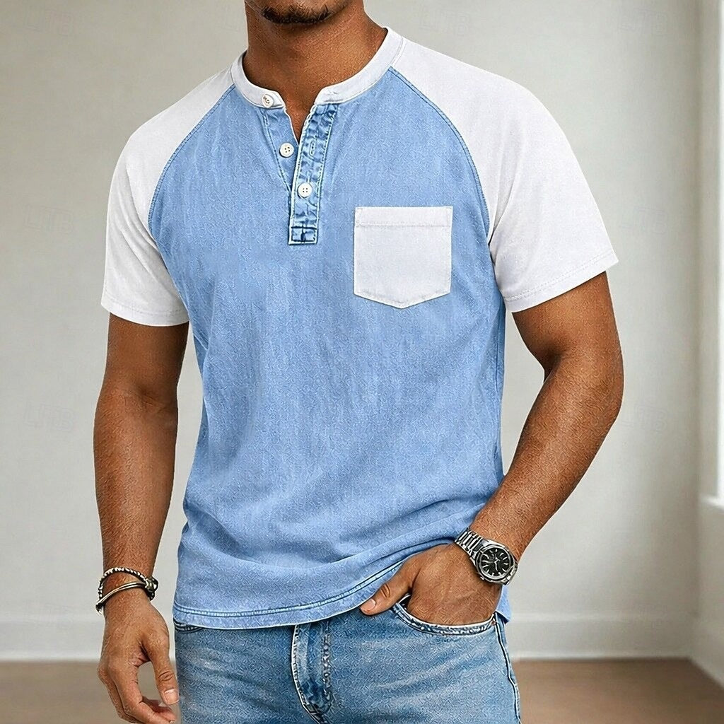 Men's polo shirt with a classic Henley collar