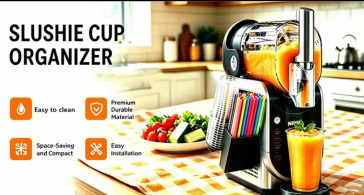 Organisateur de la Coupe Machine Slushie - Organisateur de la Coupe Côté 3 en 1 pour Ninja Slushie Machin