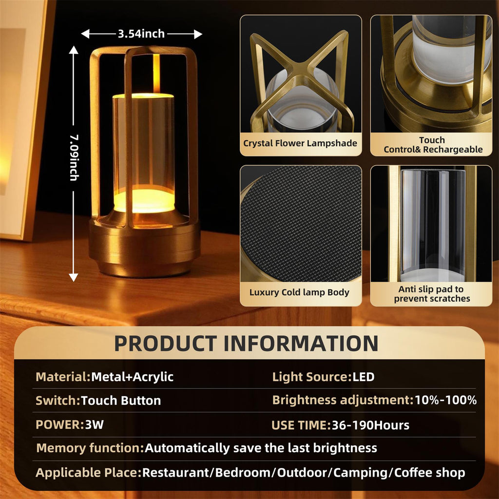 Lampe de table à commande tactile portable 2pcs avec batterie de 5000mAh