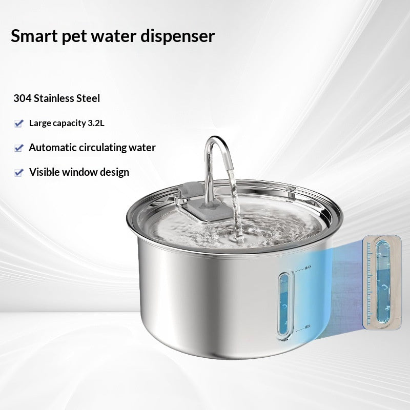 Animal Fontaine d'eau 304 Acier inoxydable Distributeur d'eau de chat