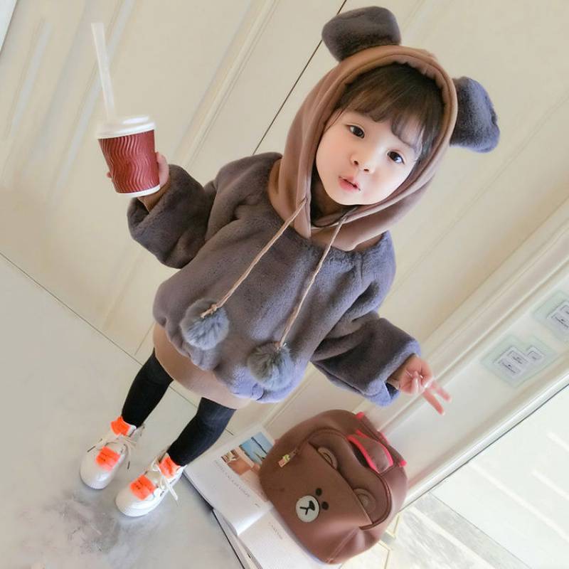 T-shirt pour enfants Manches longues Sous-poil en peluche