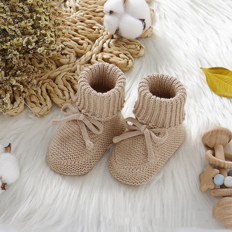 Bébé Solid Couleur Mignon Bowknot Knitted Toddler Chaussures