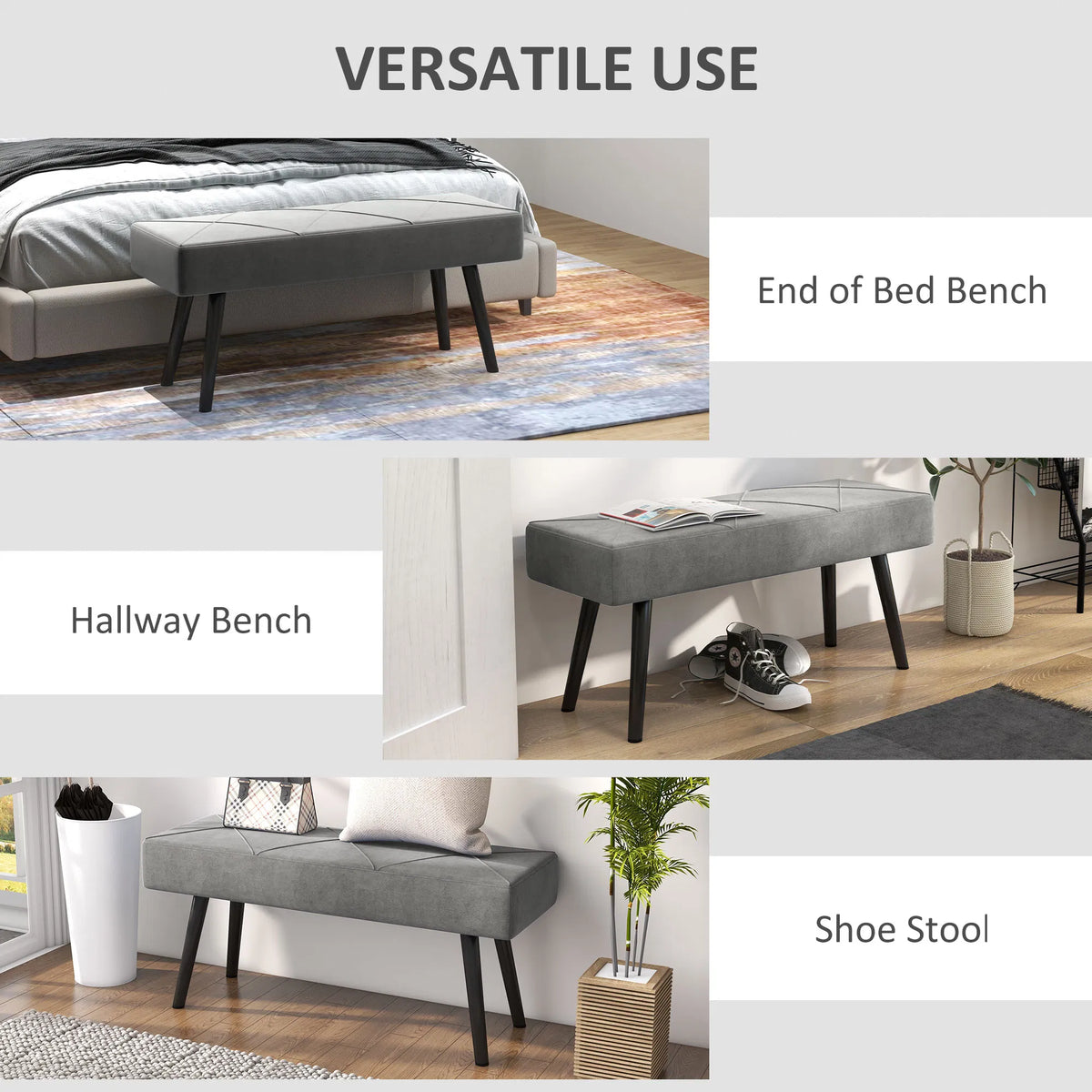 Banc de chambre rembourré de 39 pouces