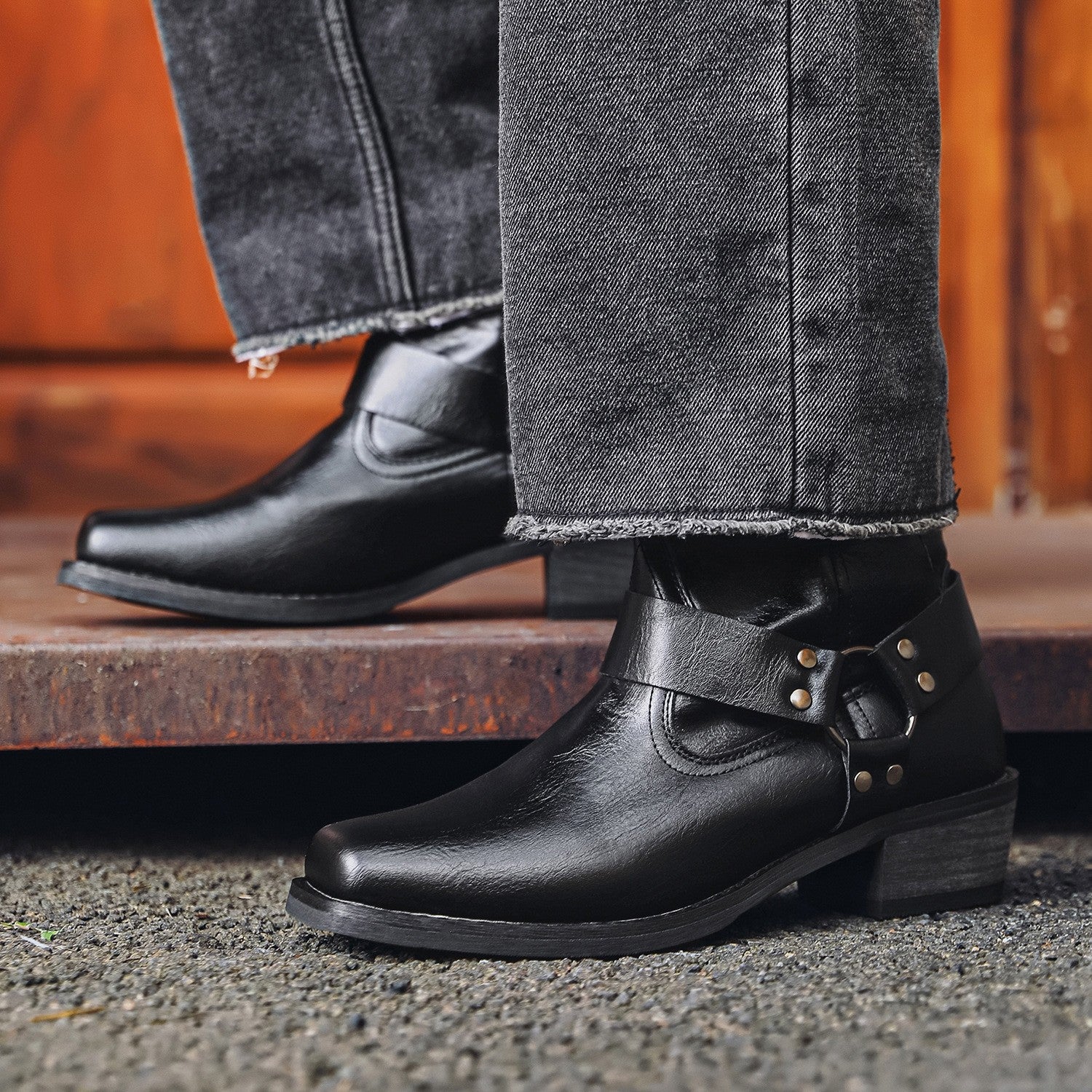Bottes de denim courtes rétro Bottes hommes mi-haut