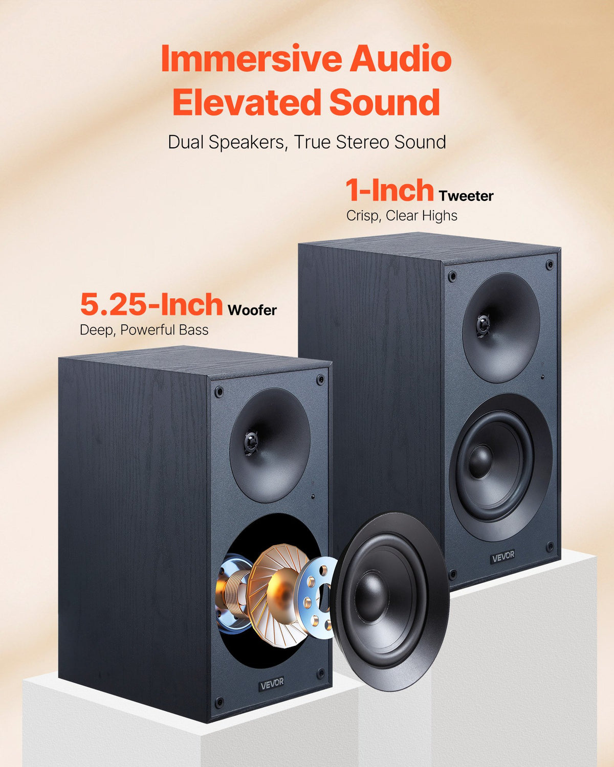 Active Powered Bookshelf Studio Haut-parleurs moniteur 25W X2 Bluetooth stéréo coaxial