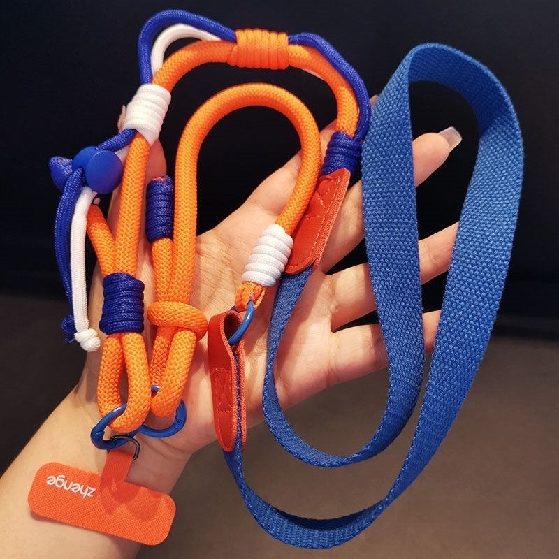 Long Crossbody Color-Block Woven Téléphone Lanyard