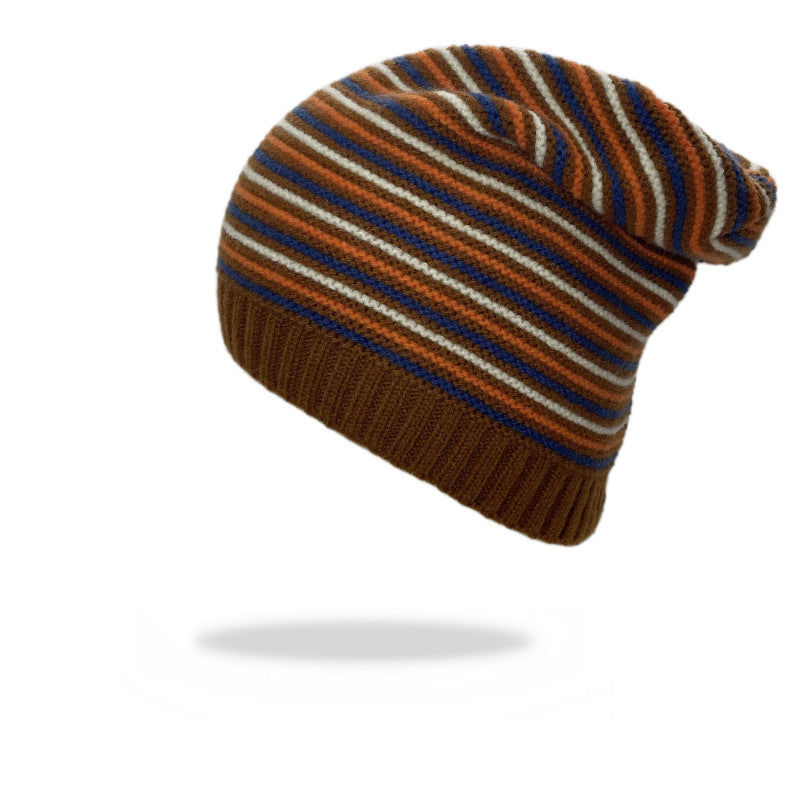 Chapeau de woolen à mailles rayées