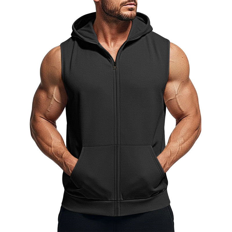 Men's Sporty Zip-Up Sleeveless Jacket