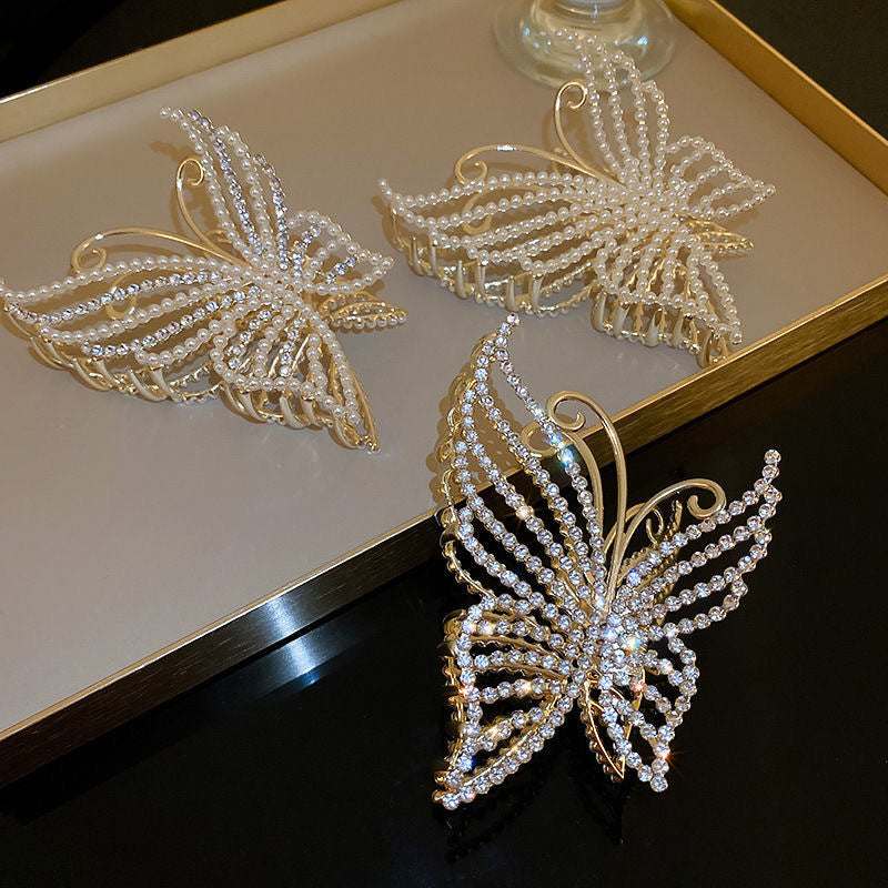 Poignée en alliage de papillon de perles de dames