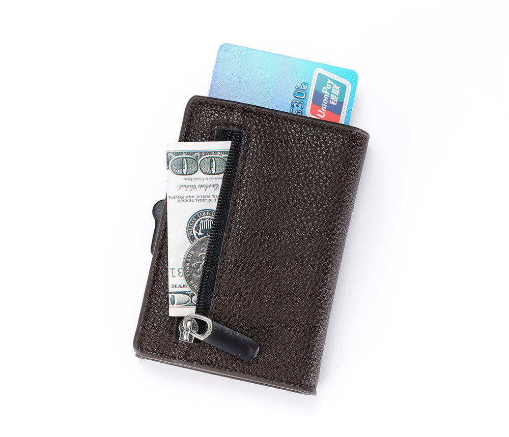 Boîte à cartes en métal Zipper Éjecte automatiquement Cas de carte de crédit