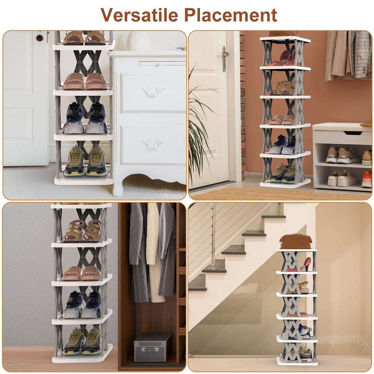 6 Tier pliable Shoe Rack Vertical Shoe Organizer Narrow Shoe Rack pour petits espaces Espace