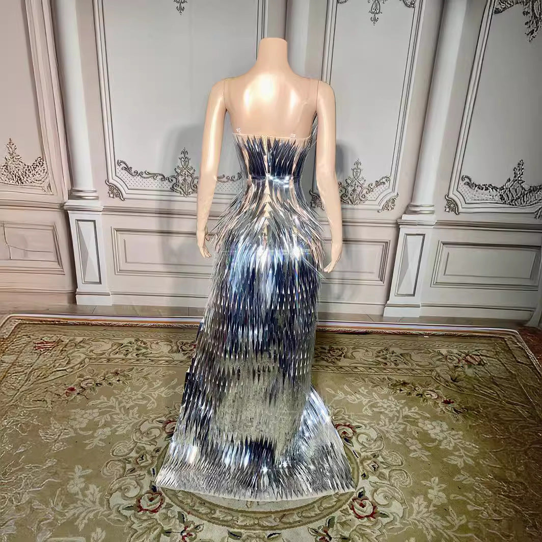 Scène avancée légère robe de soirée de luxe à laqué Design latéral fente Tail Slim Tempérament