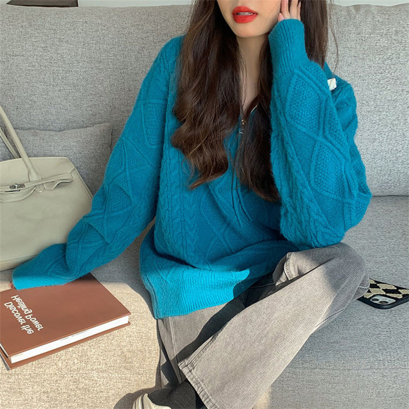 Women's half-zip turtleneck sweater