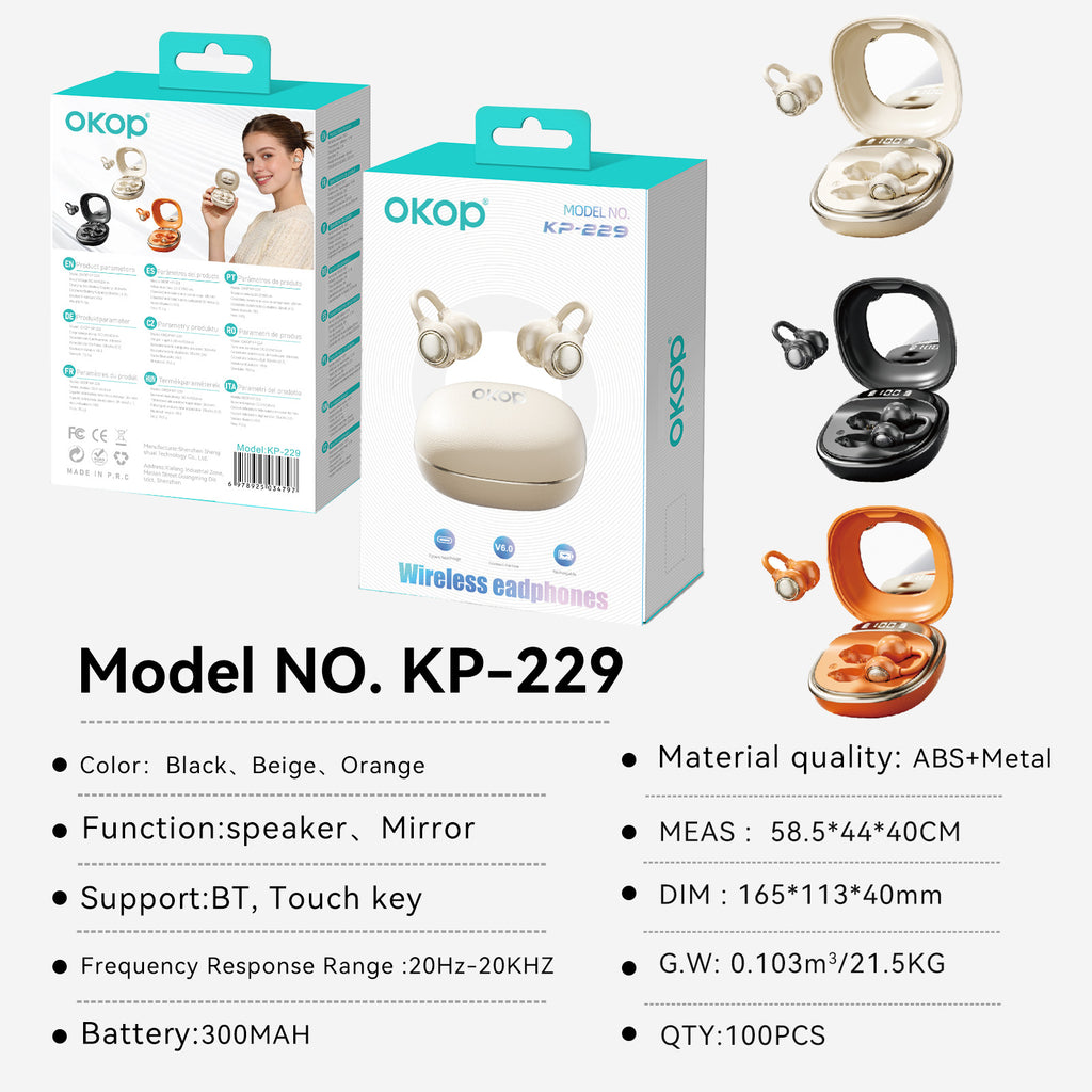 KP-229 Ecouteurs Bluetooth sans fil à vente à chaud Affichage numérique Clip-on