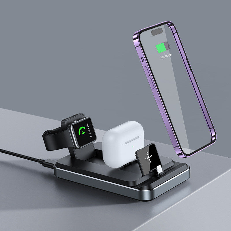 Chargeur à pliage plat trois en un sans fil