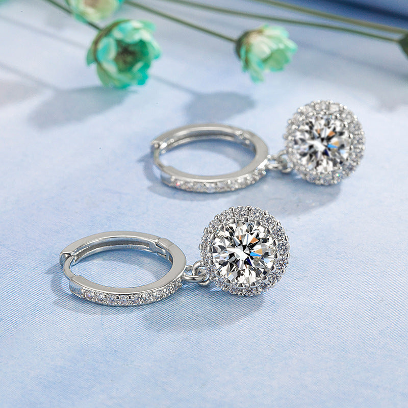 Boucles d'oreilles volumineuses Zircon rondes pour femmes