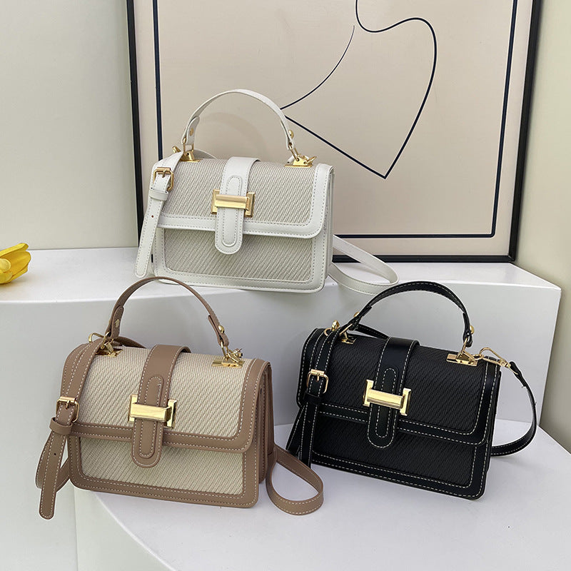 Haut de gamme Texturé Contraste-couleur Petit Crossbody Versatile Fashionable Petit Tote Bag