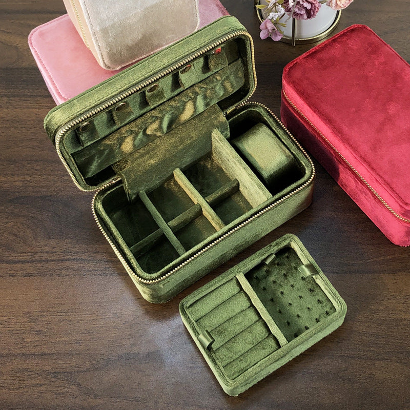 Boîte à bijoux Velvet à deux étages avec compartiments