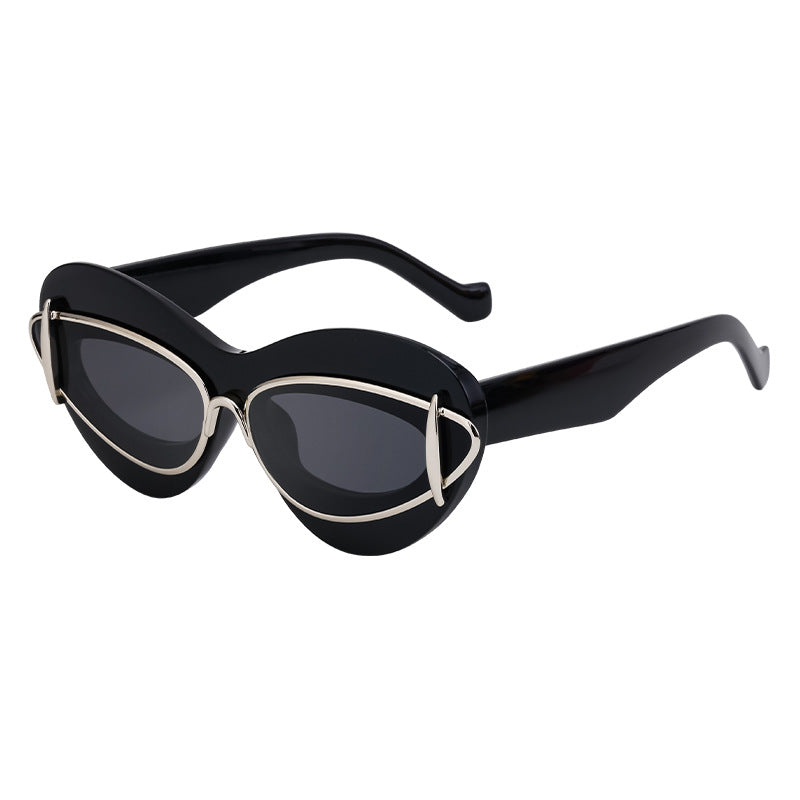 Lunettes de soleil Cat-Eye de mode européenne et américaine pour femmes conduite Internet Célébrité Même