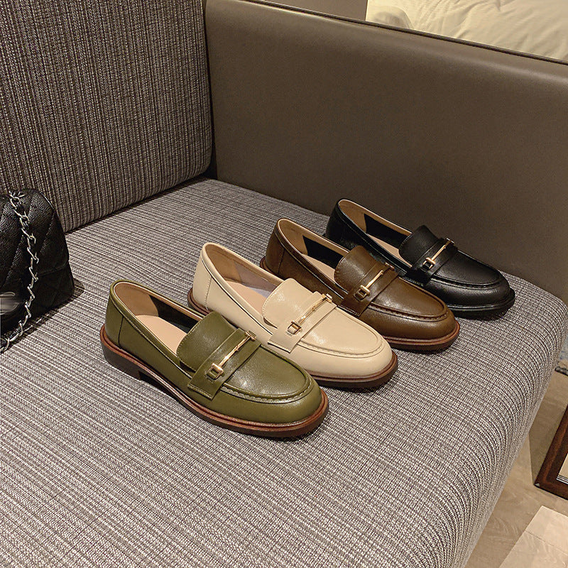 Femmes Chunky-heeled Vintage Chaussures en cuir