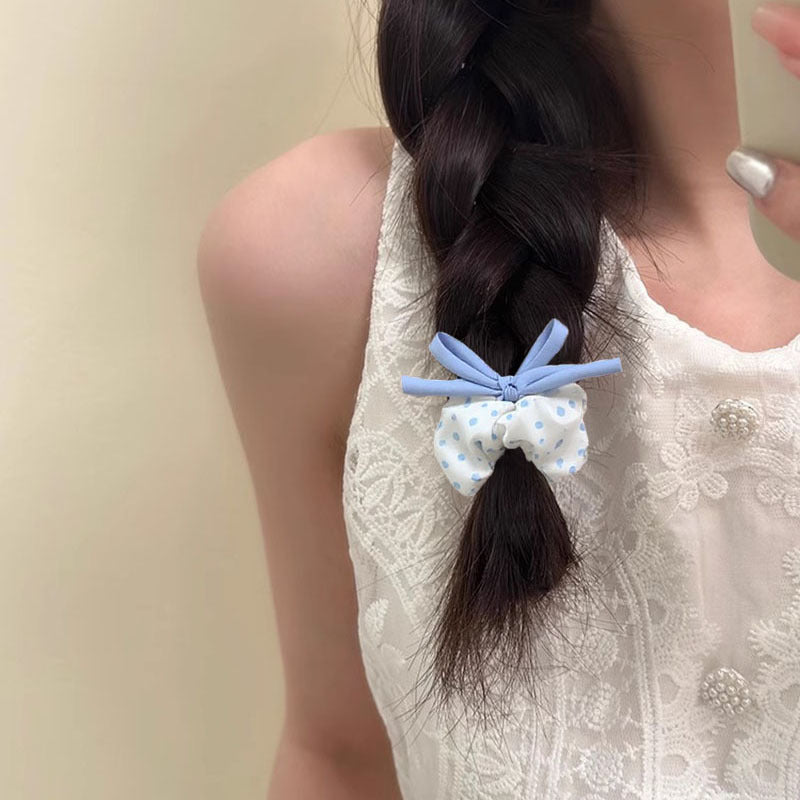 Polka-dot Soft Bow Ponytail Elastic Hair Tie